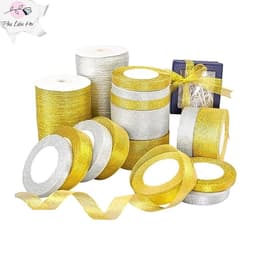 Ruy băng nhũ kim tuyến vàng bạc bản 22m 1