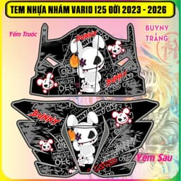 Tem Dán Nhựa Nhám Vario 125 2023-2025  Mẫu Bunny Cực Chất Đủ Màu Sắc Decal 3 Lớp 6