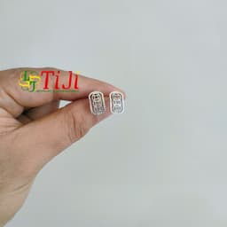 Bông tai inox nụ hình kim tiền chạm chiếu sáng đẹp không đen 2