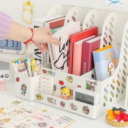 Khay kệ đựng tài liệu 4 ngăn xinh xắn, Giá kệ đựng sách vở để bàn decor bàn học BG03 2