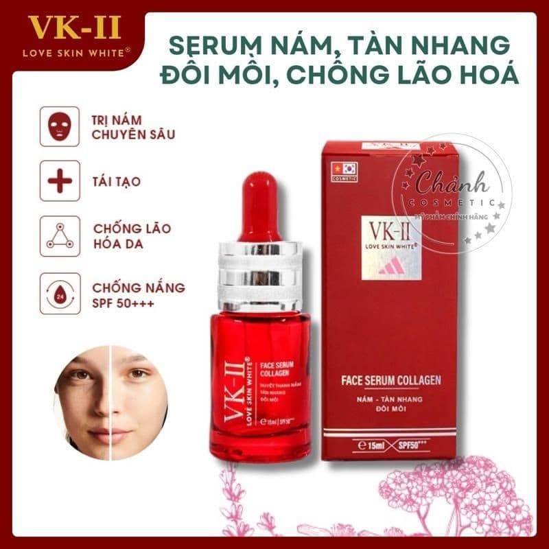 Serum Love Skin White VK-II Giảm Nám, Tàn Nhang, Đồi Mồi, Se Khít Lỗ Chân Lông 15ml