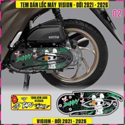 Tem dán lốc máy Xe VISION Đời 2021 Đến 2026  Mẫu Thỏ Bunny Cực chất Decal 3Lớp 6