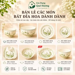[ GiaDungQueHuong ] Lẻ sản phẩm bát đĩa gốm sứ họa tiết Hoa Dành Dành 1
