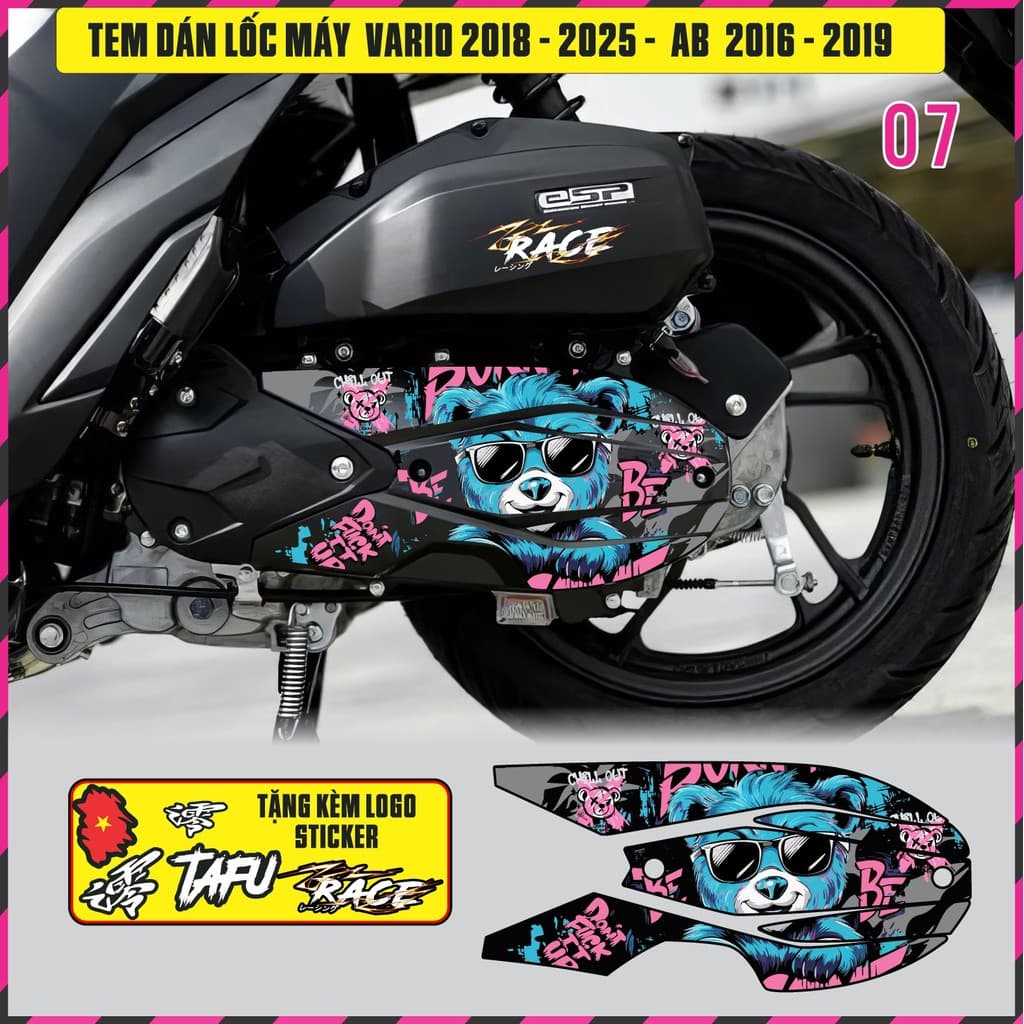 Tem Dán Lốc Máy Xe Vario 125/150 Đời 2018 2025 AB 2016 - 2019 RẤT NHIỀU MẪU