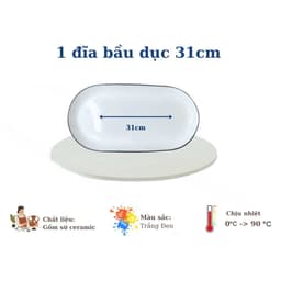 [HANA ] Bộ Bát đĩa trắng viền đen gốm sứ bát tràng cao cấp - decor trang trí bàn ăn gia đình 4