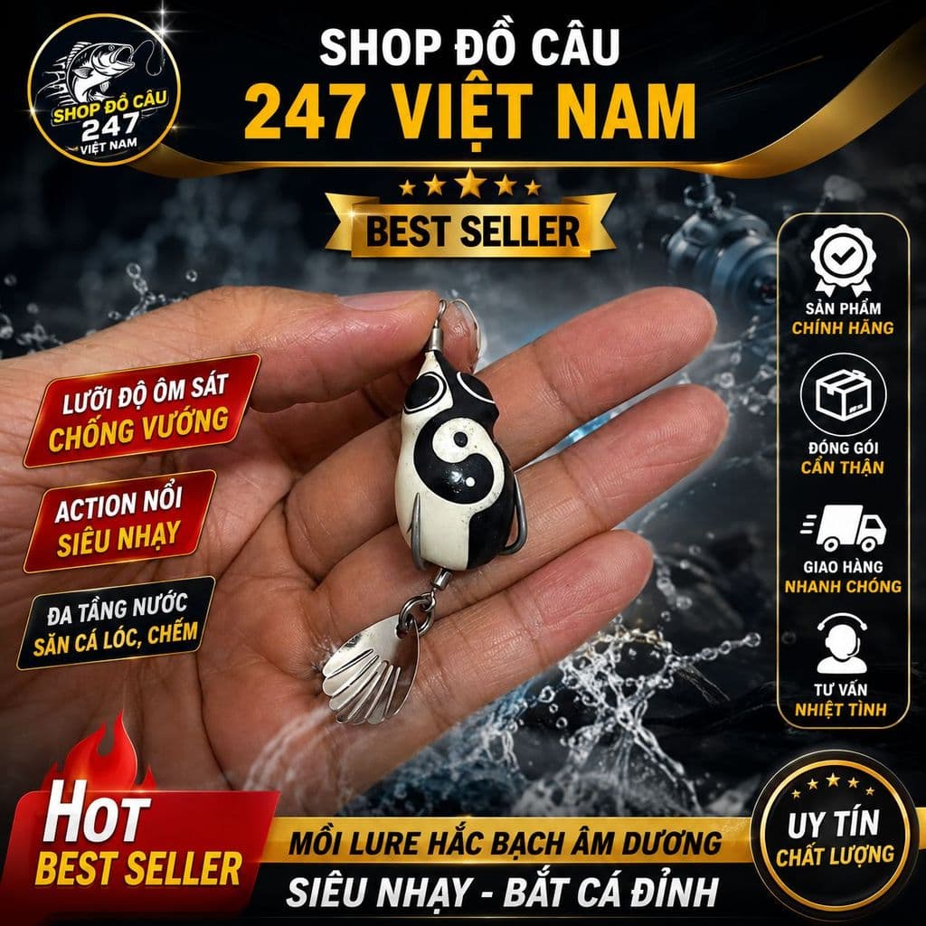 Mồi Lure Thái Cực Âm Dương 30mm 7g Chính Hãng – Lưỡi Titan, Mồi Câu Cá Đa Tầng Nước, Ôm Sát Thân Mồi