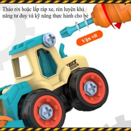 Đồ Chơi Xe Công Trình Tháo Lắp,Bộ 4 Xe Nhiều Màu Kèm Vít & Tua Vít,Phát Triển Khả Năng Thực Hành Của Trẻ 2