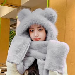 Mũ nữ thời trang kèm khăn ấm áp, chất dày mềm mịn, kiểu dáng mới tiện lợi cho mùa đông 3