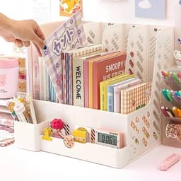 Khay kệ đựng tài liệu 4 ngăn xinh xắn, Giá kệ đựng sách vở để bàn decor bàn học BG03 3