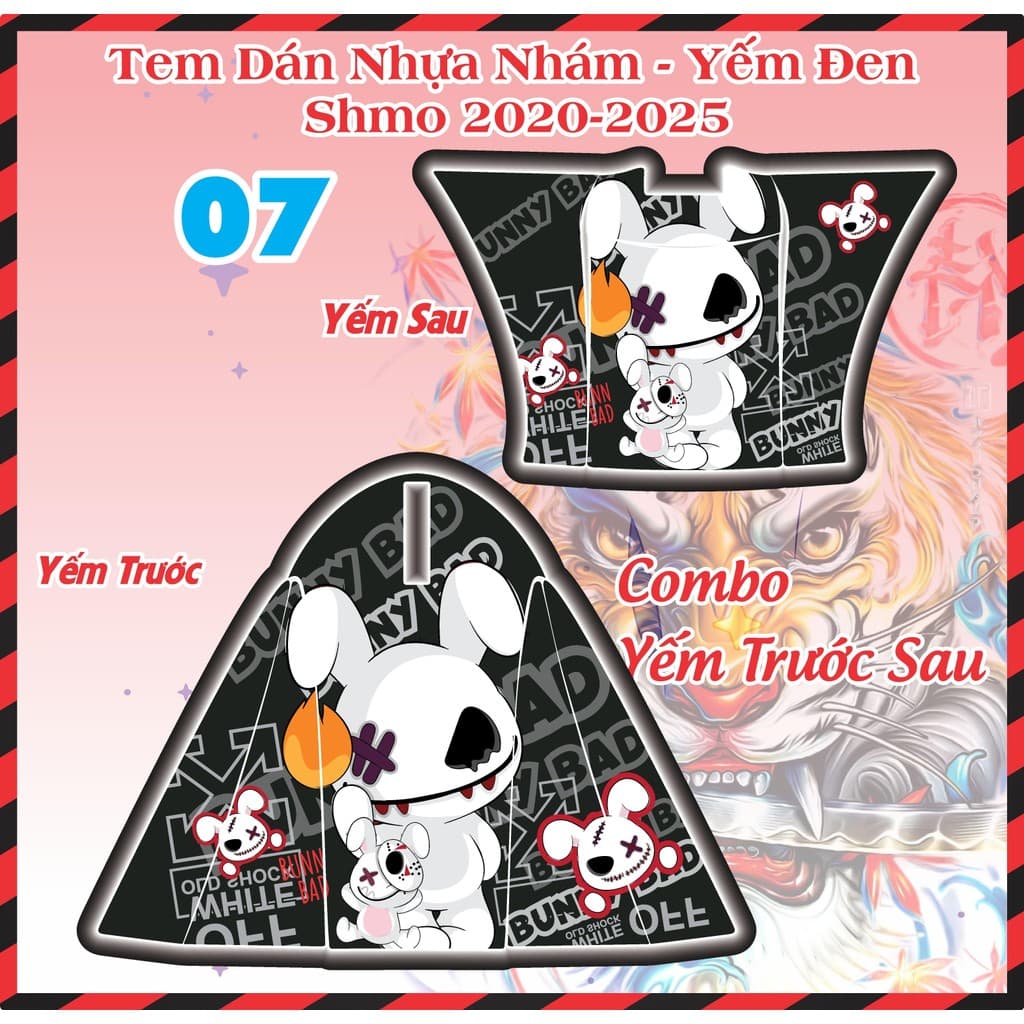 Shmo Tem Dán Nhựa Nhám Yếm Đen Combo Yếm Trước Sau 2020-2025 Decal 3 Lớp Bám Dính Tốt Chống Nước PVC Cao Cấp