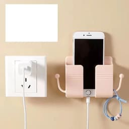 [Combo 6 Chiếc] Giá Đỡ Dán Tường Để Sạc điện thȯại, Để Remote, Ổ Cắm Kèm 2 Móc Treo Đồ kt 10x3x9.5cm 5