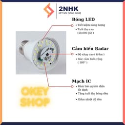 Đèn LED Cảm Ứng Chuyển Động Radar - Tự Động Bật Khi Có Người - Chỉ Hoạt Động Khi Trời Tối 6