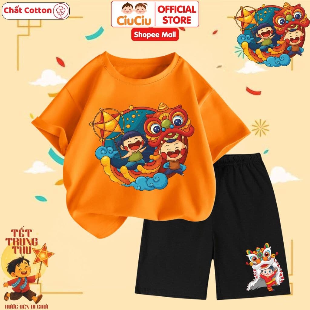 Set Trung Thu Hình Múa Lân Dễ Thương Cho Bé Trai Bé Gái CIUCIU KID Vải Cotton Mềm Thấm Hút Mồ Hôi