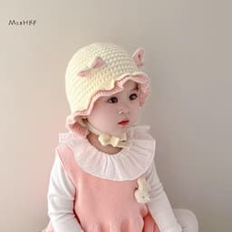 MceHKF Mũ Len Cho Bé Dễ Thương Mũ Bảo Vệ Tai Trẻ Em Mùa Đông Dày Ấm Áp Dệt Kim Cho Bé Mới 5