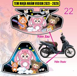 Tem Dán Nhựa Nhám Vision 2021 - 2026 nhiều mẫu decal 3lớp chống thấm nước 2
