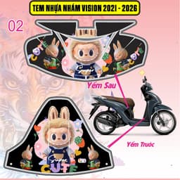 Tem Dán Nhựa Nhám Vision 2021 - 2026 labubu decal 3lớp chống thấm nước 2