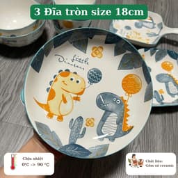 Bộ Bát Đĩa Gốm Sứ Họa Tiết Khủng Long - Quà Tặng Ý Nghĩa cho Bé Yêu Và Gia Đình 7
