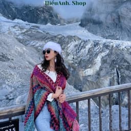 Áo Choàng Kiêm Khăn Choàng Thổ Cẩm Phong Cách Vintage Đi Du Lịch Đà Lạt SaPa Cực Xinh 8