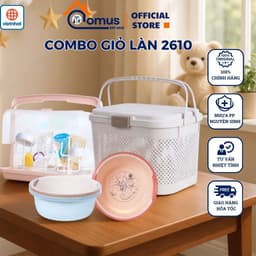 Giỏ Hokori 2610 Việt Nhật, Làn Đi Sinh Có Nắp, Quai Xách Đựng Đồ Mẹ Và Bé, Nhựa Đan Cao Cấp - DOMUS 1