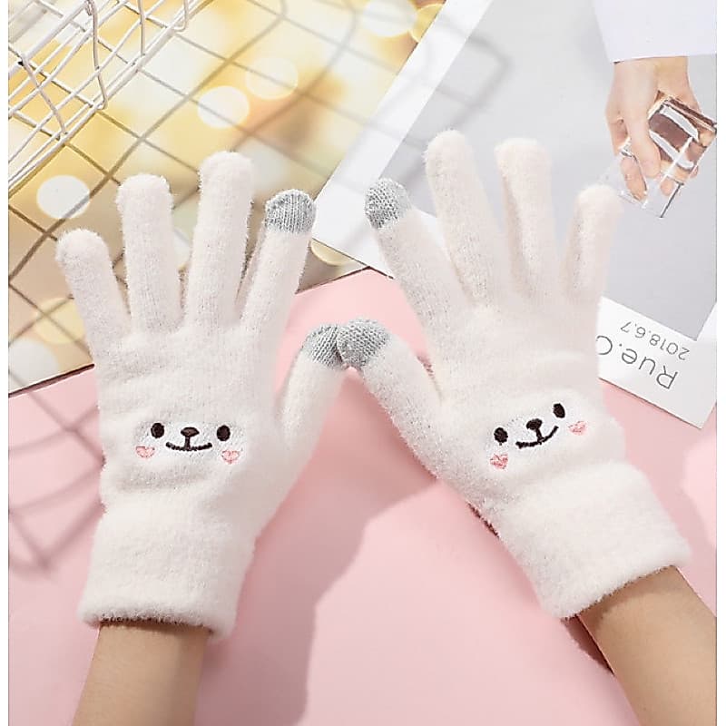 Găng tay lông mềm cảm ứng mặt cười xinh xắn (GT03)