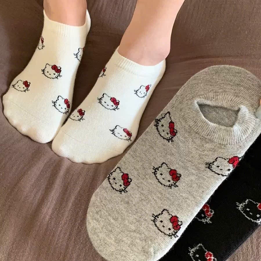Set 5 Đôi Tất/ Vớ Hài Nữ Cotton Hoạ Tiết Hello kitty Siêu Dễ Thương Lot Th10