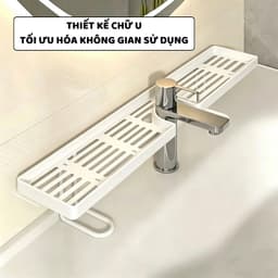 Kệ Gắn Bồn Rửa Mặt Nhà Tắm, Kệ Để Đồ Có Rãnh Thoát Nước Thiết Kế Chữ U Dùng Cho Lavabo, Bồn Rửa Bát P048 4