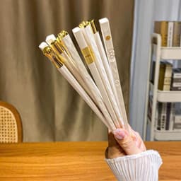 Set 10 Đôi Đũa Ăn Cơm Cao Cấp Không Han Mốc, Có Mạ bạċ Đẹp Xuất Sắc - Set Đũa Trắng Sang Trọng 4