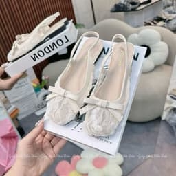 Giày cao gót 𝙔𝙐𝙇𝙄𝙉𝘼 6p và bệt đế vuông búp bê khoá nơ cd46 Chuẩn size 3