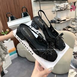 Giày cao gót 𝙔𝙐𝙇𝙄𝙉𝘼 6p và bệt đế vuông búp bê khoá nơ cd46 Chuẩn size 5