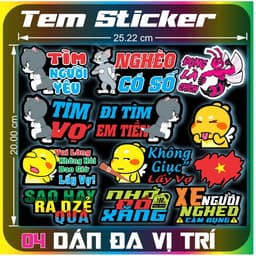 Tem Dán Sticker Logo Mini Combo Nguyên Bộ Dán Trang Trí Decal 3 Lớp PVC Cao Cấp 4