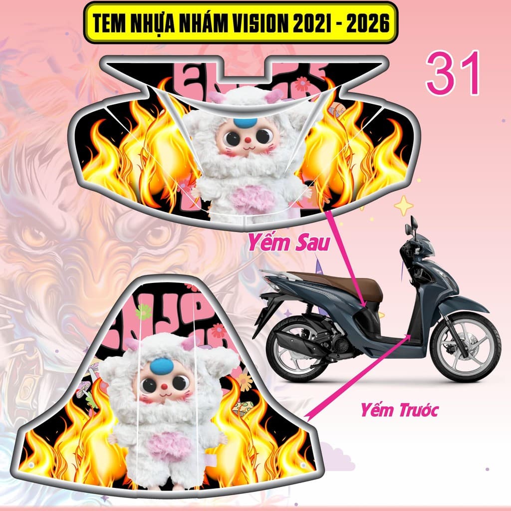 Tem Dán Nhựa Nhám Vision 2021 - 2026 nhiều mẫu decal 3lớp chống thấm nước