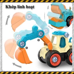 Đồ Chơi Xe Công Trình Tháo Lắp,Bộ 4 Xe Nhiều Màu Kèm Vít & Tua Vít,Phát Triển Khả Năng Thực Hành Của Trẻ 3