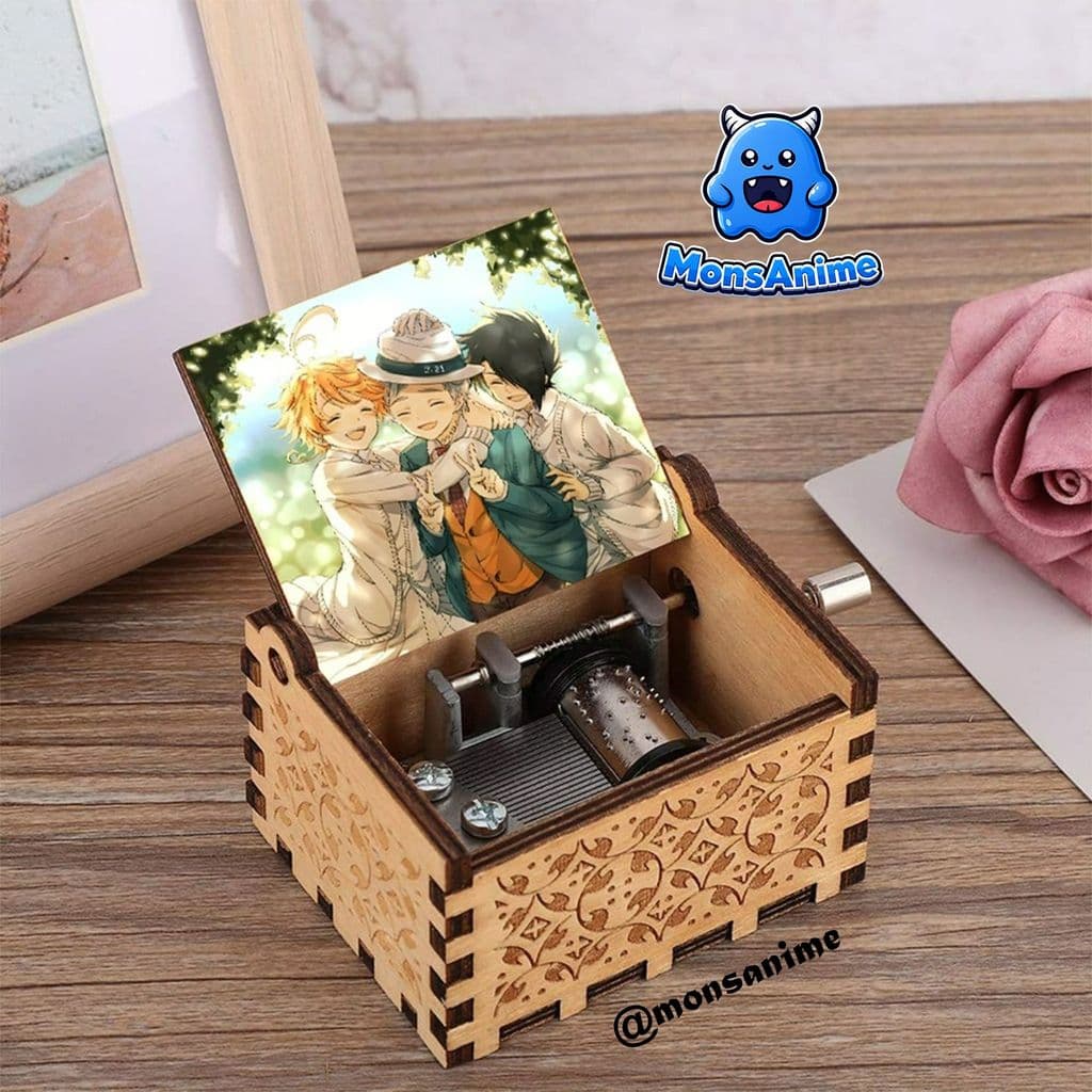 Hộp Nhạc Gỗ Mini in hình Miền Đất Hứa The Promised Neverland - Music box xinh xắn