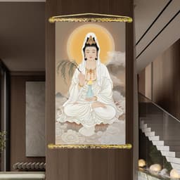 Tranh Liễn Phật Giáo Quán Thế Âm Bồ Tát - Tranh Treo Trường Phòng Khách, Phòng Thờ - Vải Canvas Cao Cấp 5