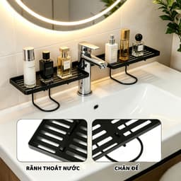 Kệ Gắn Bồn Rửa Mặt Nhà Tắm, Kệ Để Đồ Có Rãnh Thoát Nước Thiết Kế Chữ U Dùng Cho Lavabo, Bồn Rửa Bát P048 3