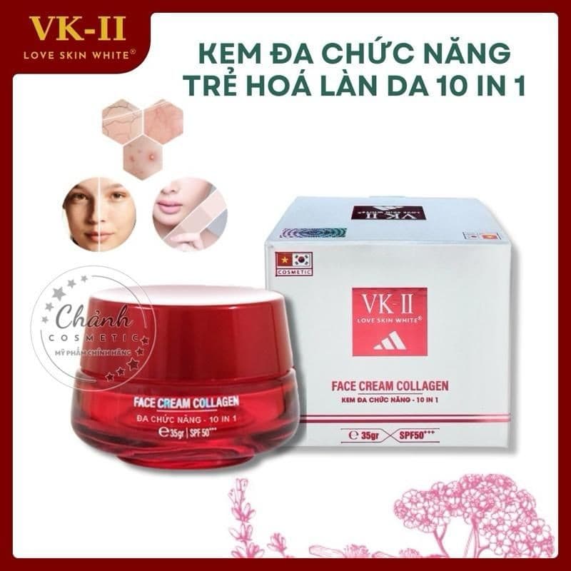 Kem 10 IN 1 Love Skin White VK-II Dưỡng Trắng Da, Ngừa Nám, Ngừa Lão Hoá, Chống Nắng 20gam