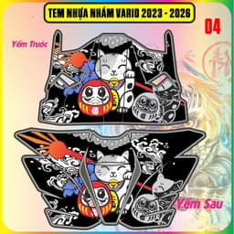 Tem Dán Nhựa Nhám Vario 125 2023-2025  Mẫu Mèo Thần Tài Cực Chất Decal 3 Lớp 4