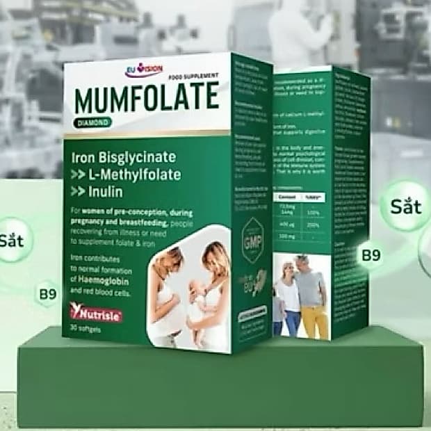 MumFolate Diamond giúp bổ sung giảm thiếu máu thiếu sắt ở phụ nữ có thai và cho con bú, người thiếu sắt> BUN BUN SHOP