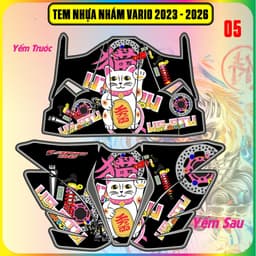 Tem Dán Nhựa Nhám Vario 125 2023-2025  Mẫu Mèo Thần Tài Cực Chất Decal 3 Lớp 5