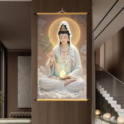 Tranh Liễn Phật Giáo Quán Thế Âm Bồ Tát - Tranh Treo Trường Phòng Khách, Phòng Thờ - Vải Canvas Cao Cấp 2