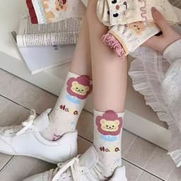 Combo 10 Đôi Tất Nữ Cổ Cao Gấu Xoăn Nhiều Hình, Vớ Cotton Cao Cấp Thoáng Khí Giay zep Store 5