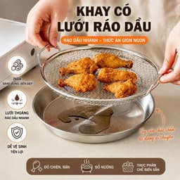Bộ khay lưới inox kèm khay hứng dầu có tay cầm tiện dụng 19cm gdgs66 1