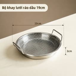 Bộ khay lưới inox kèm khay hứng dầu có tay cầm tiện dụng 19cm gdgs66 7