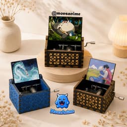 Hộp Nhạc Gỗ Mini in hình HOWL'S MOVING CASTLE TOTORO SPIRITED - Music Box Quà Tặng Decor Lưu Niệm 1