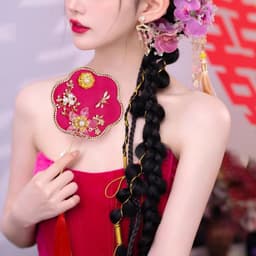 Quạt mini cô dâu cầm tay phụ kiện chụp ảnh đám cưới thanh lịch sang trọng 8