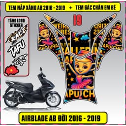 Tem Dán Nắp Xăng + Gác Chân Em Bé Xe AB Đời 2016 - 2019 Decal 3Lớp Nhiều Mẫu 8