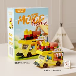 Hộp Đồ chơi lắp ráp khối xây dựng RV dành cho người dễ thương, Khối xây dựng xe đẩy Gourmet, Đồ trang trí để bàn 6