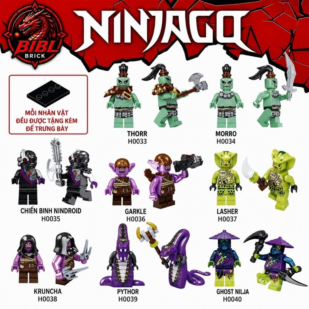 [CÓ SẴN][IN LƯNG]Mô Hình Lắp Ghép Nhân Vật Ninjago Nindroid,Garkle,Rắn,Hồn Ma-Minifigures Ninjago Season 13