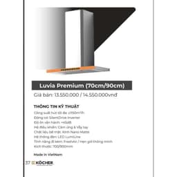 Máy hút mùi KOCHER LUVIA PREMIUM|Động cơ BLDC 6