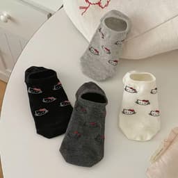 Set 5 Đôi Tất/ Vớ Hài Nữ Cotton Hoạ Tiết Hello kitty Siêu Dễ Thương Lot Th10 4